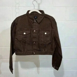 EDWIN Anthropologie Womens SIA Denim Jacket L Java 80s Cropped Festival Rock NEW